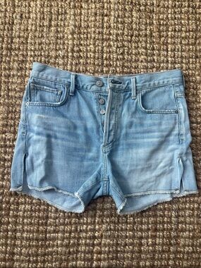 Citizens Of Humanity Light Wash Button-Fly Denim Cutoff Shorts